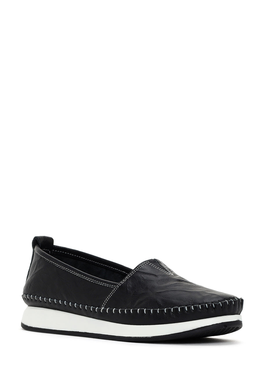 Kadın Siyah Kalın Tabanlı Deri Comfort Loafer