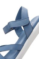 Kadın Mavi Deri Comfort Sandalet | Derimod