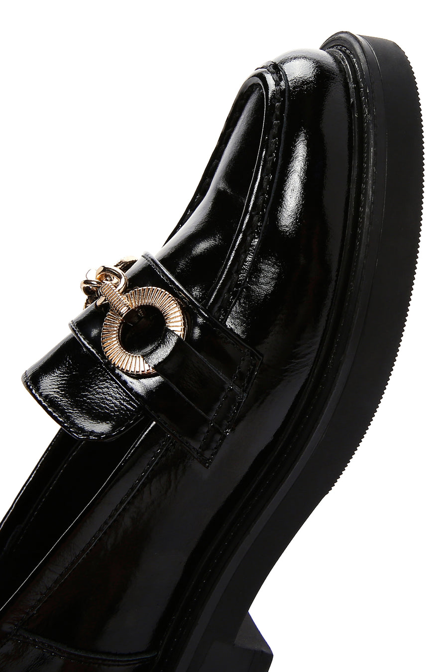 Kadın Siyah Rugan Deri Tokalı Klasik Loafer