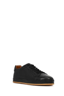 Erkek Siyah Bağcıklı Deri Sneaker | Derimod
