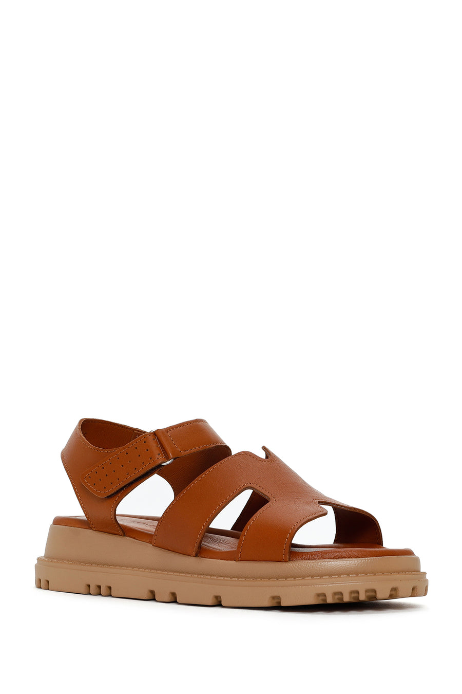 Kadın Taba Deri Comfort Sandalet