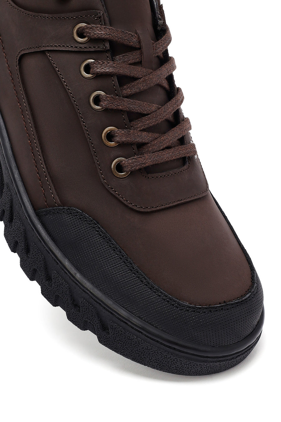 Male Brown Lace-up Nubuck Leather Boots