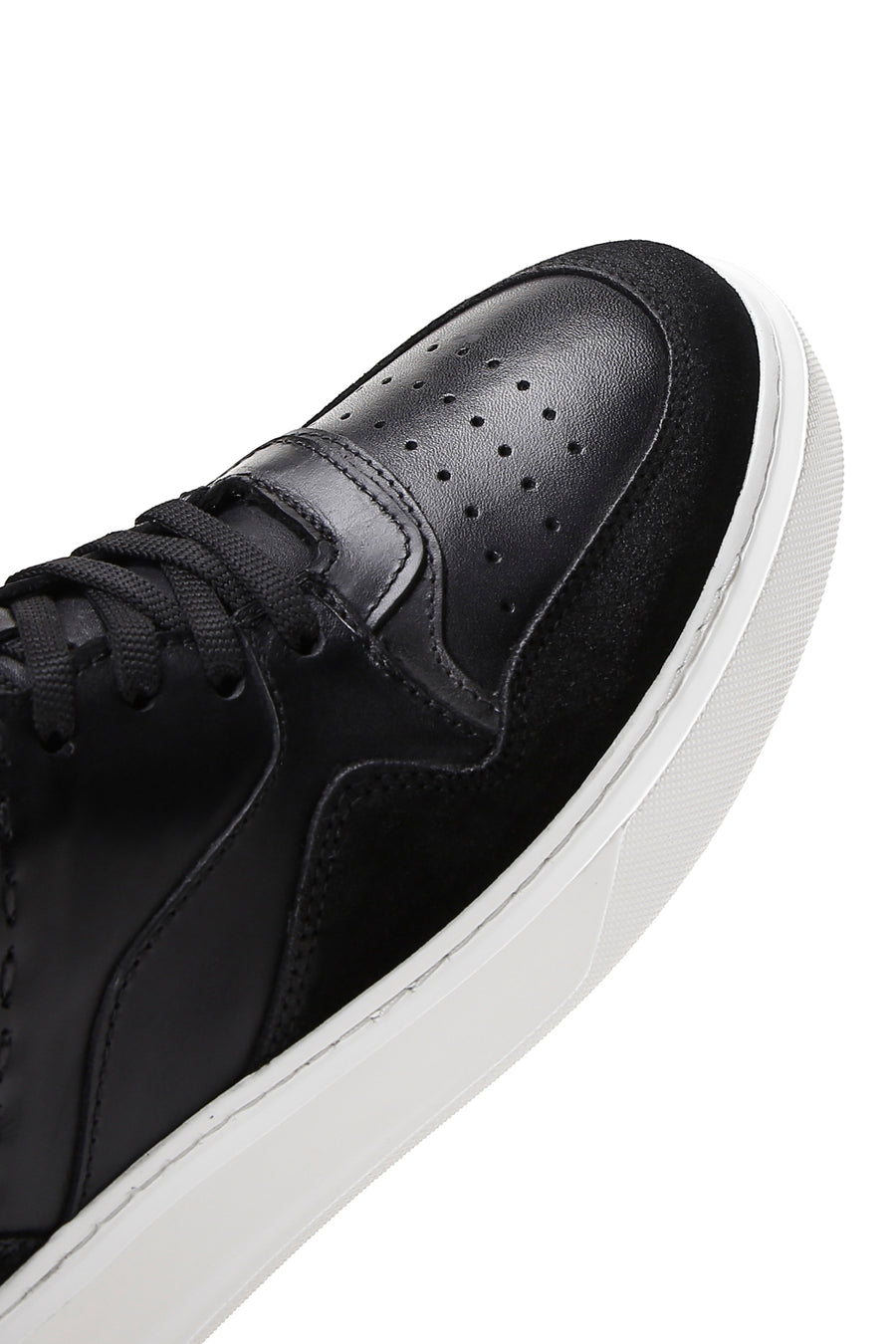 Erkek Siyah Deri Kalın Tabanlı Sneaker