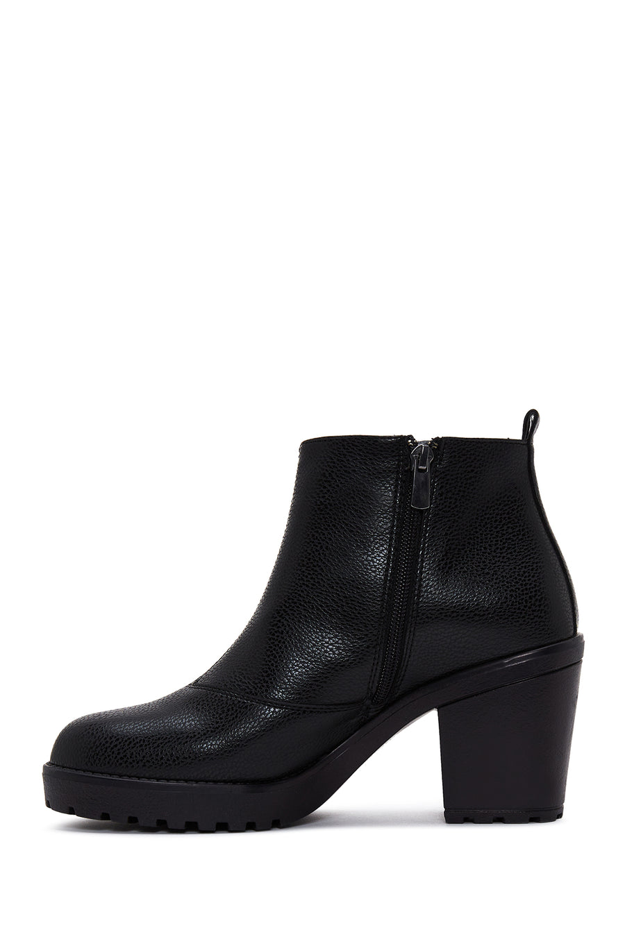 Women's Black Zippered Chunky Heel Boots