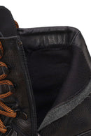 Harley Davidson Woman Black Shorbone Zip Closure Thick-Soled Leather Combat Boots | Derimod