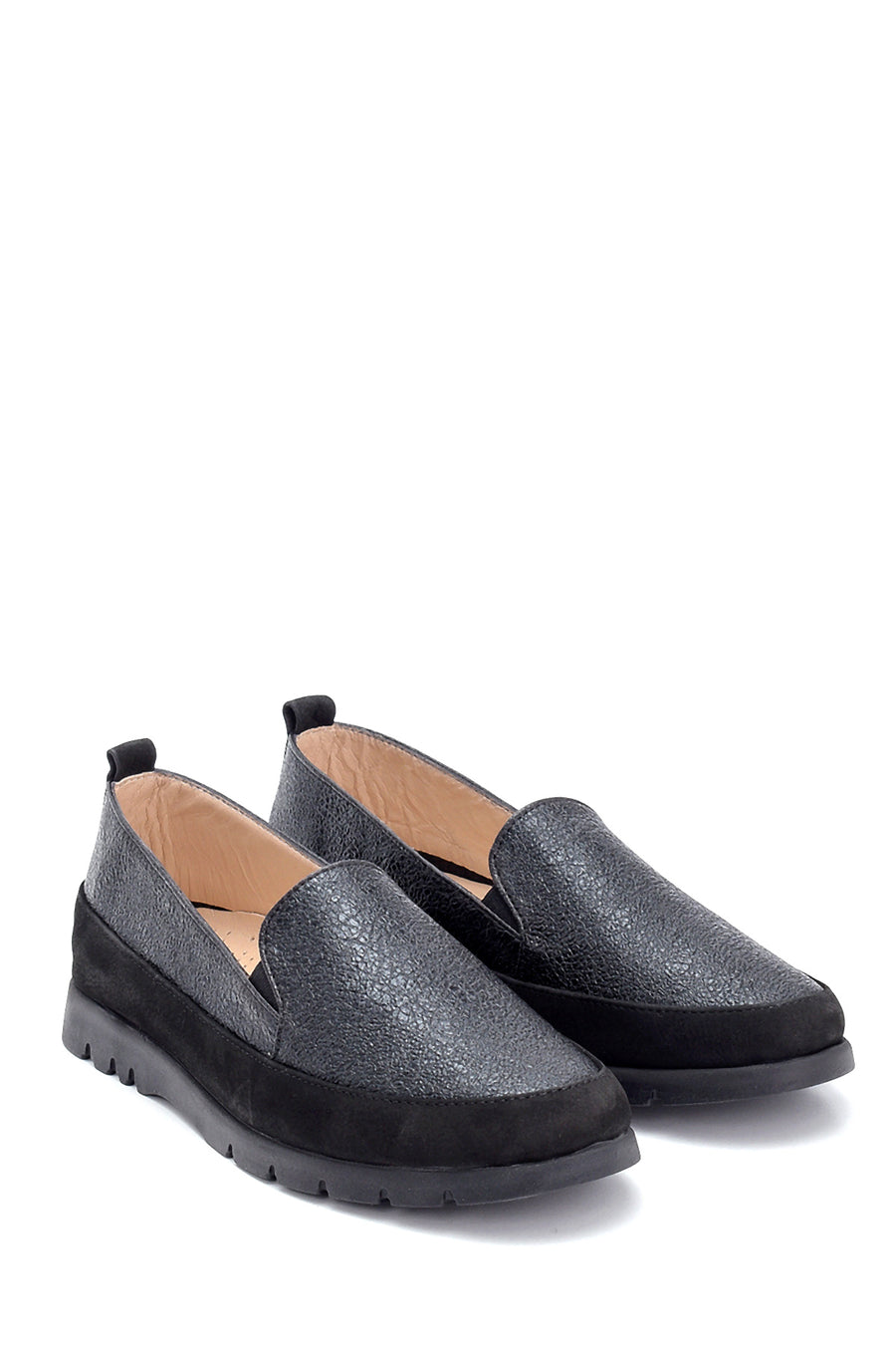 Women's Leather Glitter Detailed Loafer