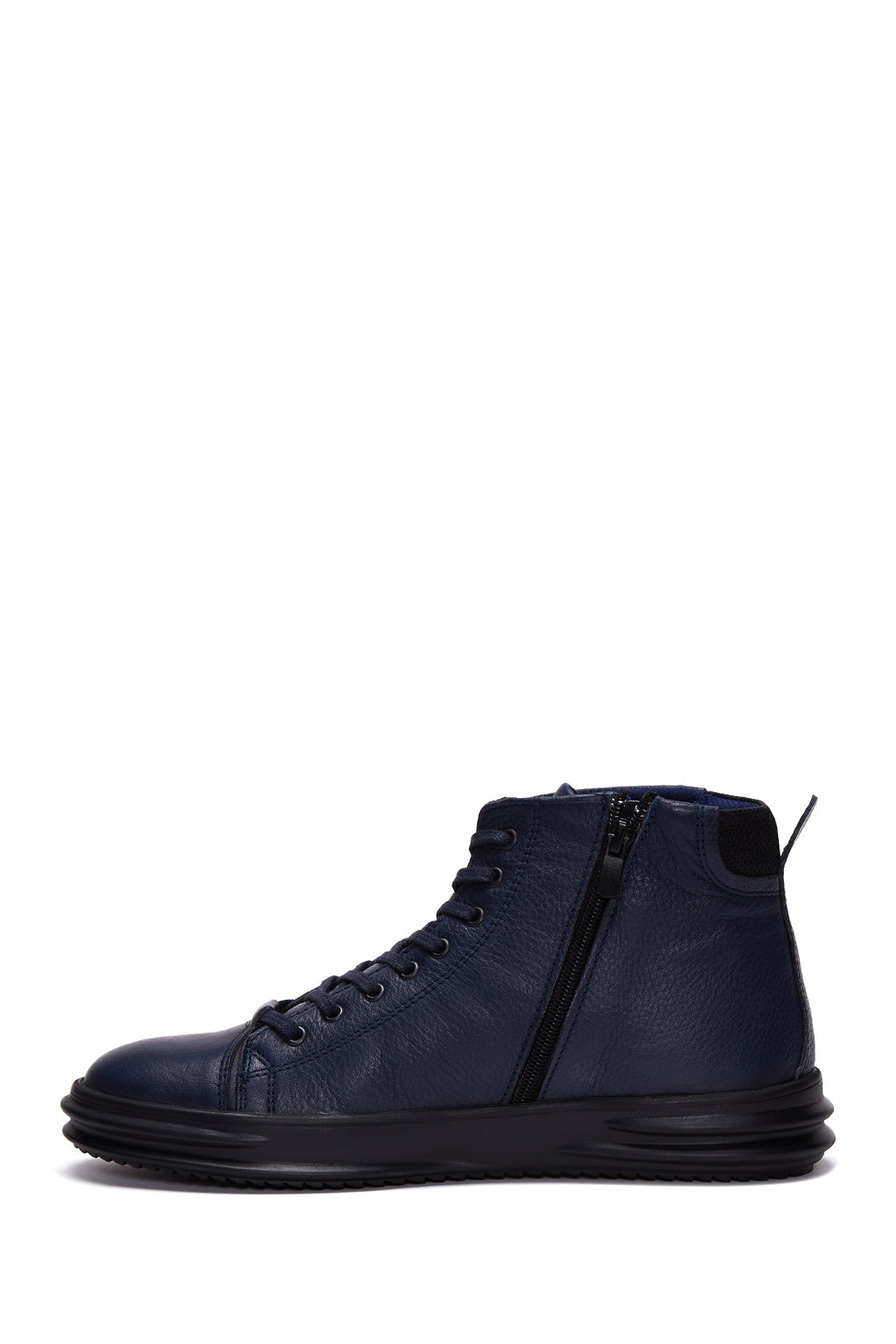 Erkek Lacivert Deri Bilekli Sneaker