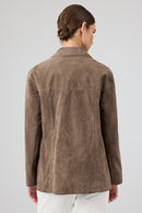 Gloria Women's Mink Oversize Suede Leather Jacket | Derimod