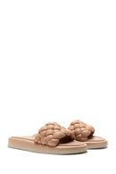 Women's Beige Knitted Comfort Slippers | Derimod