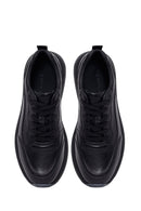 Male Black Lace-Up Thick-Soled Leather Casual Sneaker | Derimod