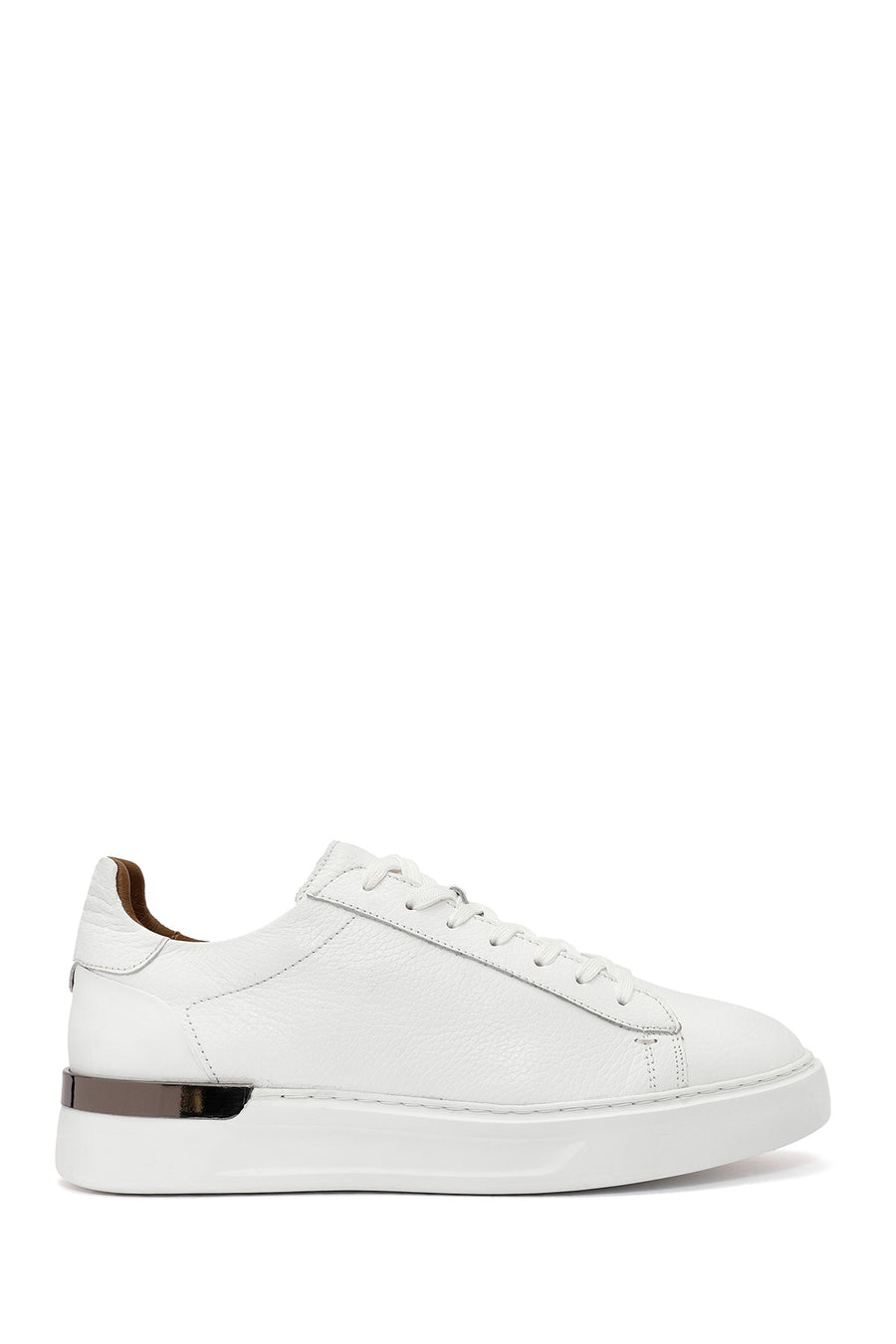 Erkek Beyaz Bağcıklı Kalın Tabanlı Deri Sneaker 25WFD6107FT | Derimod