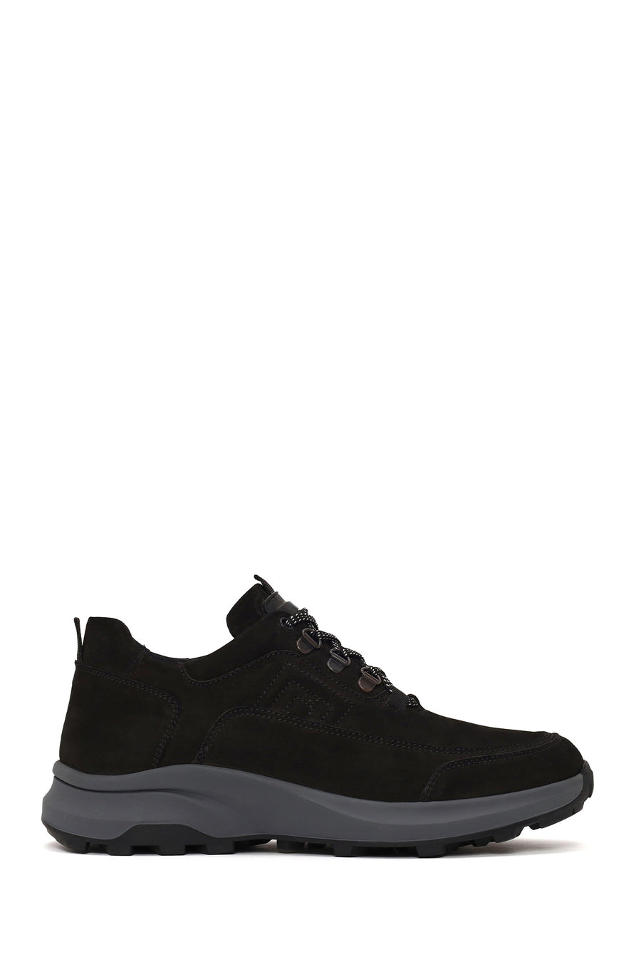 Male Black Lace-Up Thick-Soled Nubuck Leather Casual Sneaker WM700005DN | Derimod