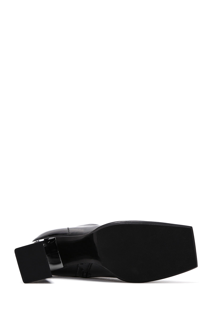 Women's Black Patent Leather Heeled Boots