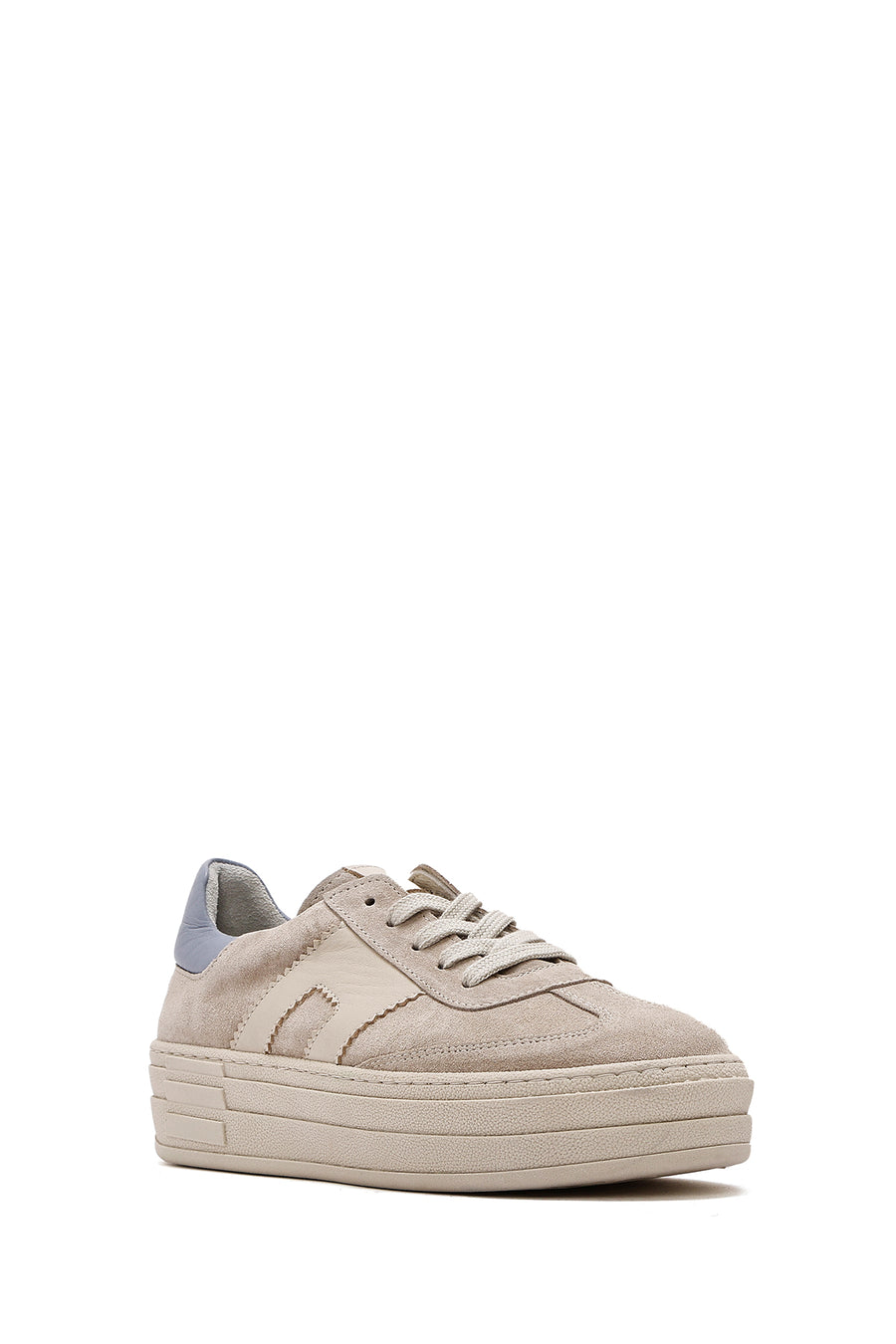 Kadın Bej Bağcıklı Süet Deri Sneaker