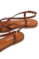 Women's Brown Buckle Thong Leather Bodrum Sandals | Derimod