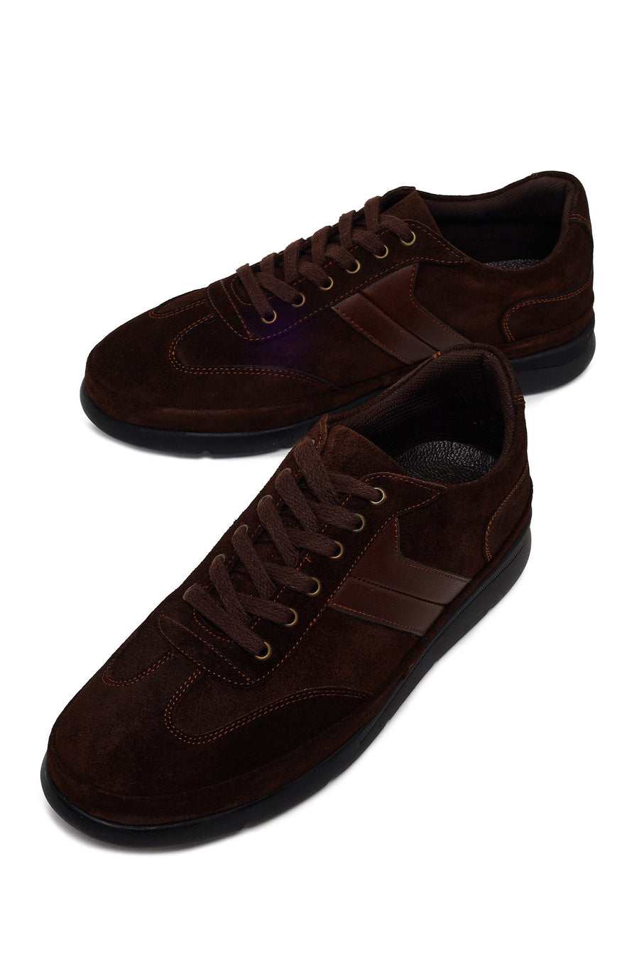 Erkek Kahverengi Bağcıklı Süet Deri Sneaker