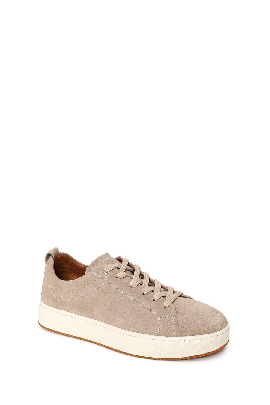 Erkek Bej Bağcıklı Süet Deri Sneaker