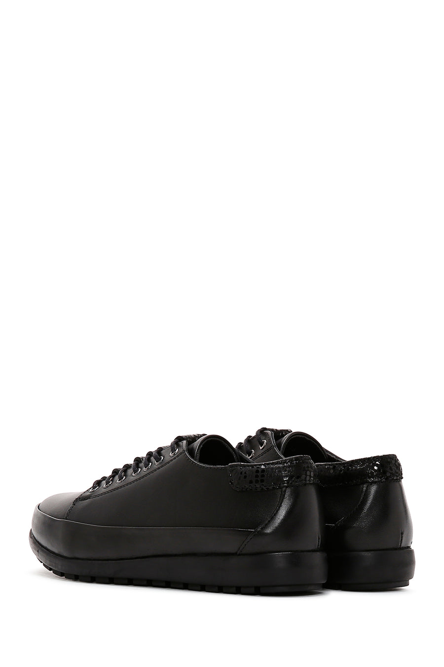 Women's Black Leather Comfort Casual Shoes