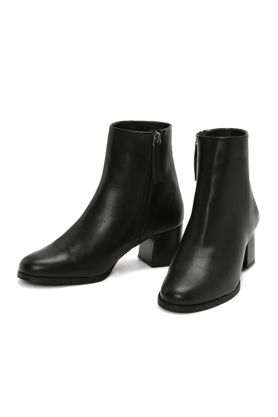 Women's Black Zippered Heeled Boots
