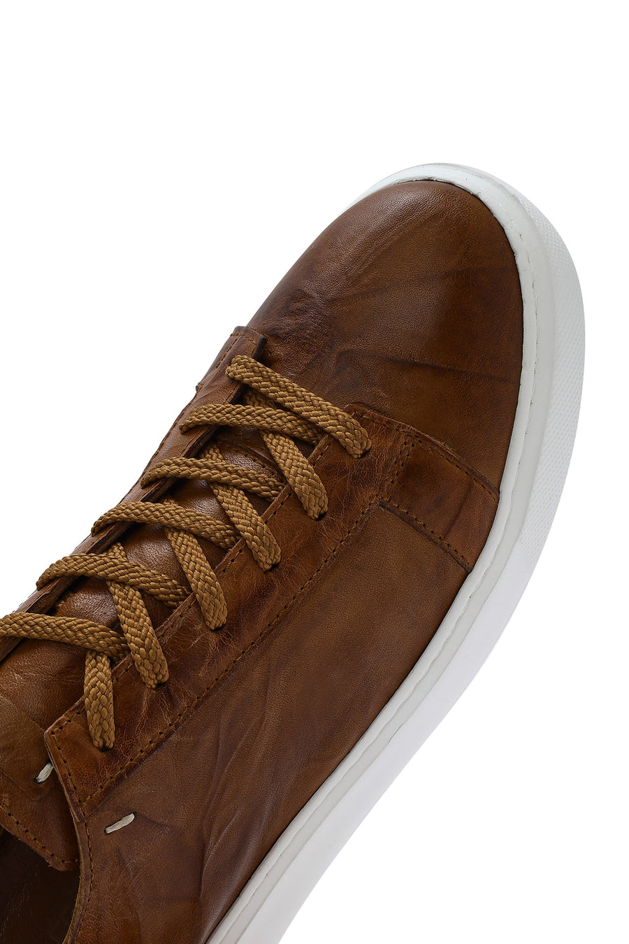 Men's Tan Lace-Up Chunky Sole Printed Leather Sneaker