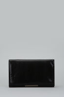Snake Patterned Women's Black Leather Portfolio | Derimod
