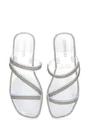 Women's White Jelly Transparent Stone Flat Slippers | Derimod