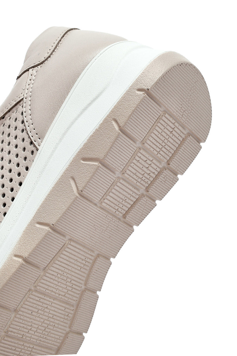 Kadın Krem Bağcıklı Kalın Tabanlı Deri Sneaker