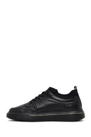 Erkek Siyah Bağcıklı Kalın Tabanlı Deri Sneaker | Derimod