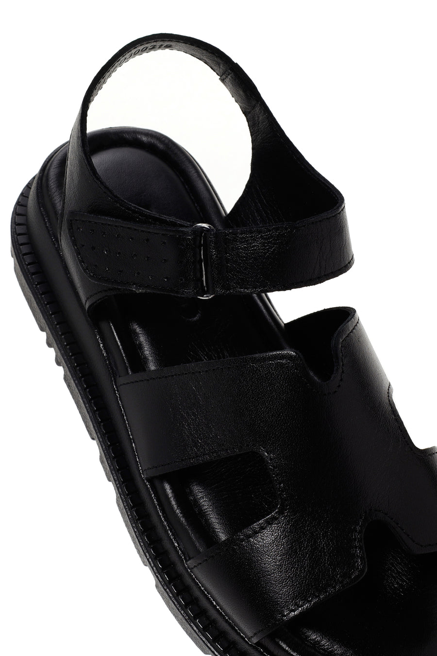 Women's Black Leather Comfort Sandals