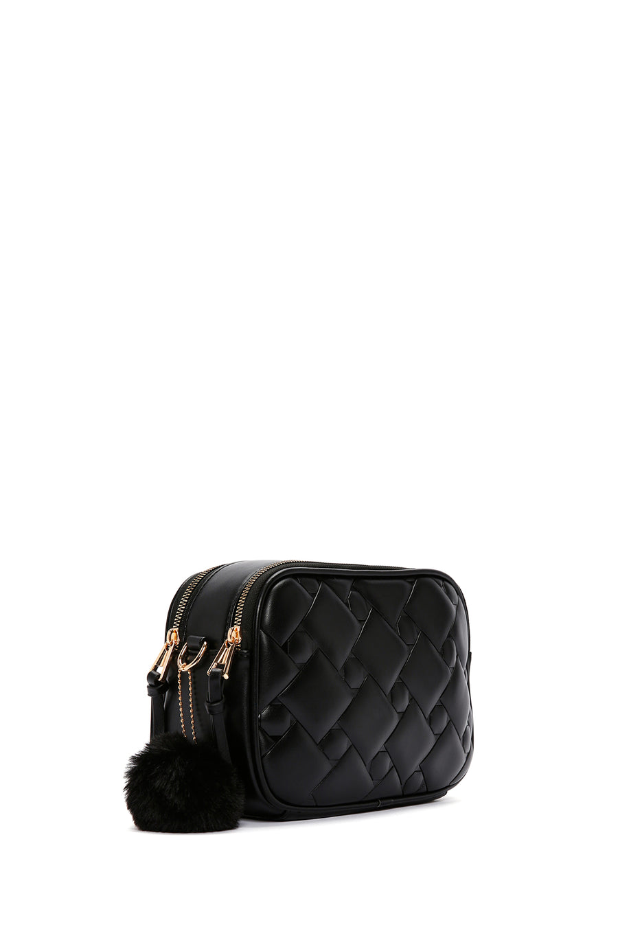 Women's Black Long Strap Quilted Crossbody Bag
