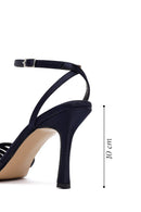 Woman Navy Ankle-Buckle Embellished Slim High-Heel Sandal | Derimod