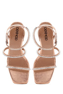 Women's Bronze Stone Heeled Sandals | Derimod