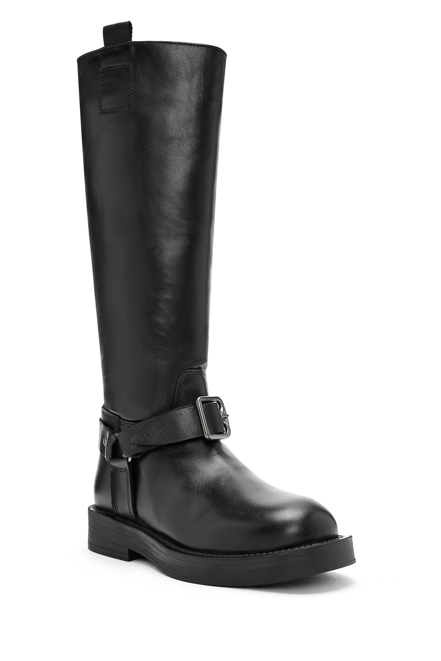 Women's Black Buckle Detailed Leather Boots