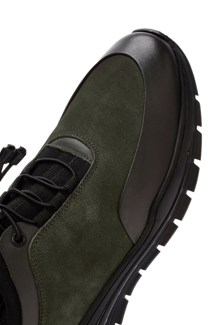 Men's Green Lace-Up Nubuck Leather Casual Sneaker