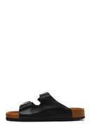 Men's Leather Double Buckle Slippers | Derimod