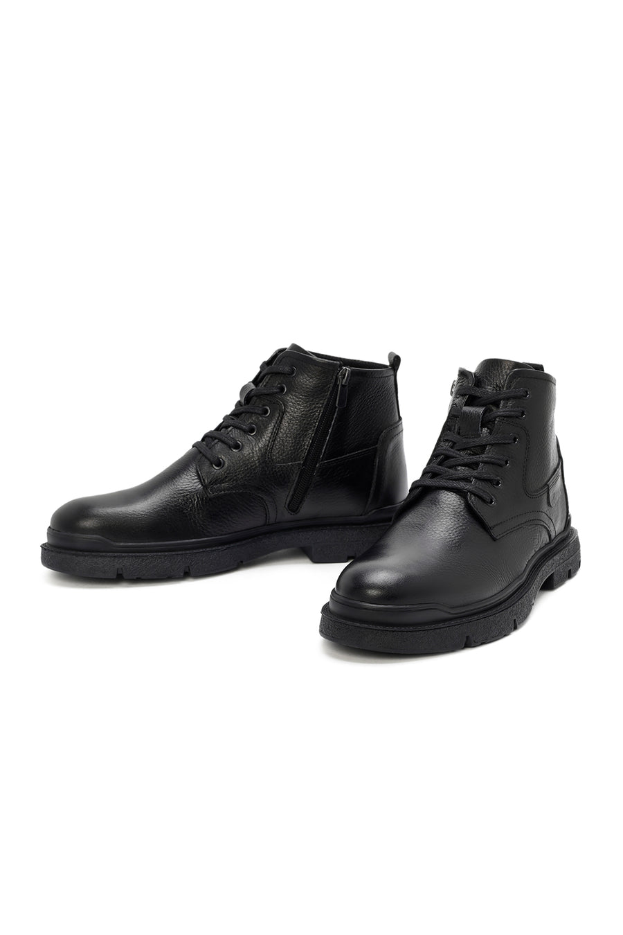 Male Black Zip Closure Leather Casual Boots