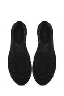 Woman Black Suede Leather Espadrille Sandals | Derimod