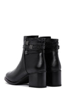 Woman Black Zip Closure Chunky-Heel Boots | Derimod