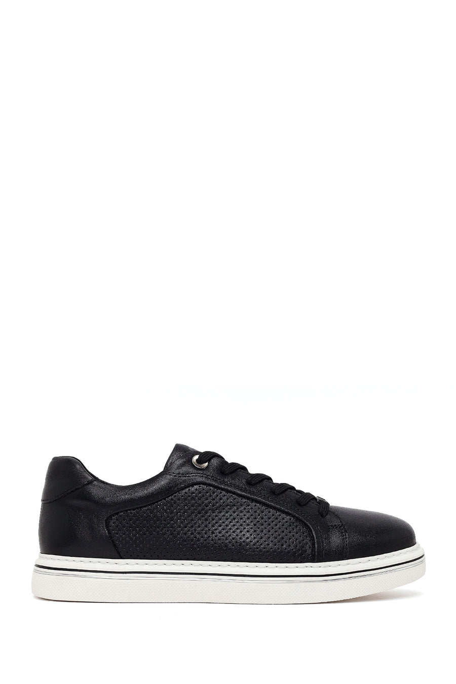 Erkek Siyah Bağcıklı Deri Sneaker 26SFD676018 | Derimod