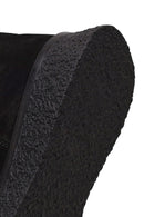 Woman Black Zip Closure Thick-Soled Suede Boots | Derimod