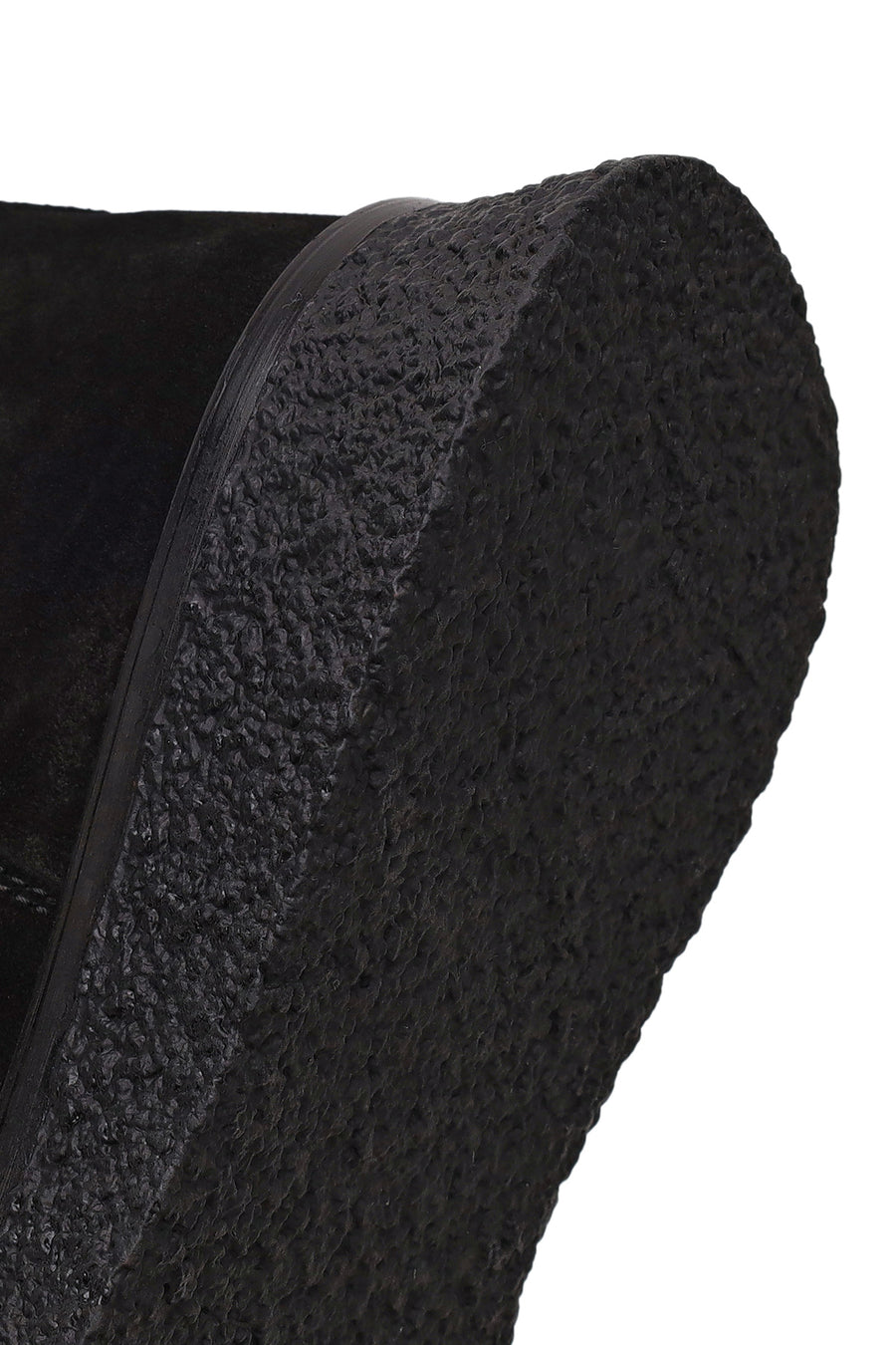 Woman Black Zip Closure Thick-Soled Suede Boots