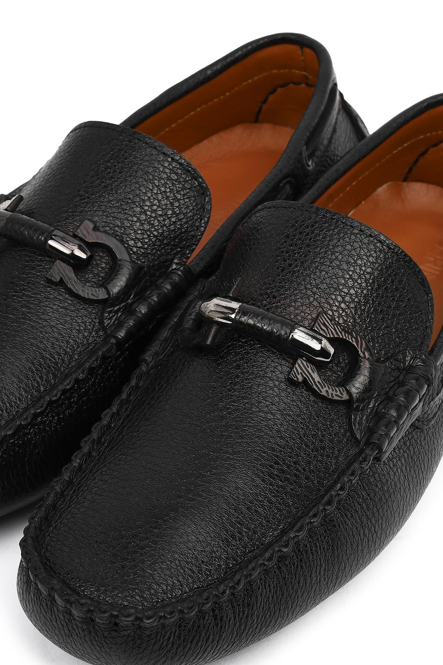 Erkek Siyah Tokalı Deri Casual Loafer
