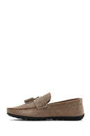 Men's Beige Tassel Suede Leather Loafer | Derimod