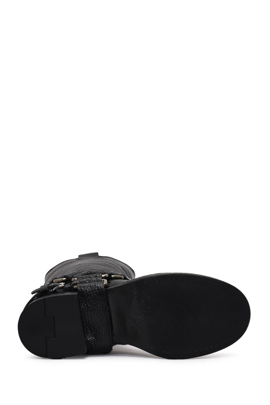 Women's Black Leather Biker Boot