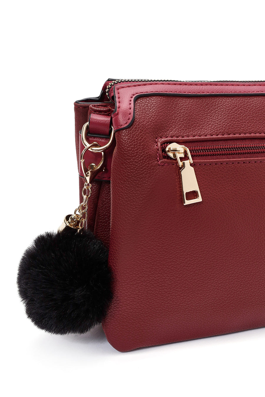 Women's Claret Red Accessory Detailed Crossbody Bag
