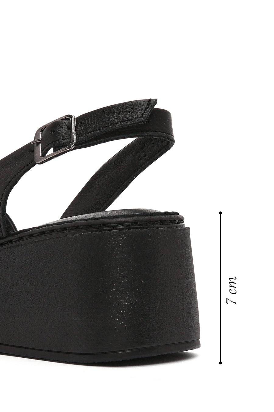Women's Black Thick Soled Leather Comfort Sandals