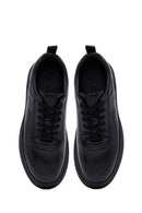 Erkek Siyah Bağcıklı Kalın Tabanlı Deri Sneaker | Derimod