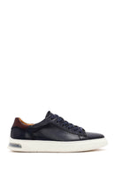 Erkek Lacivert Bağcıklı Deri Sneaker | Derimod