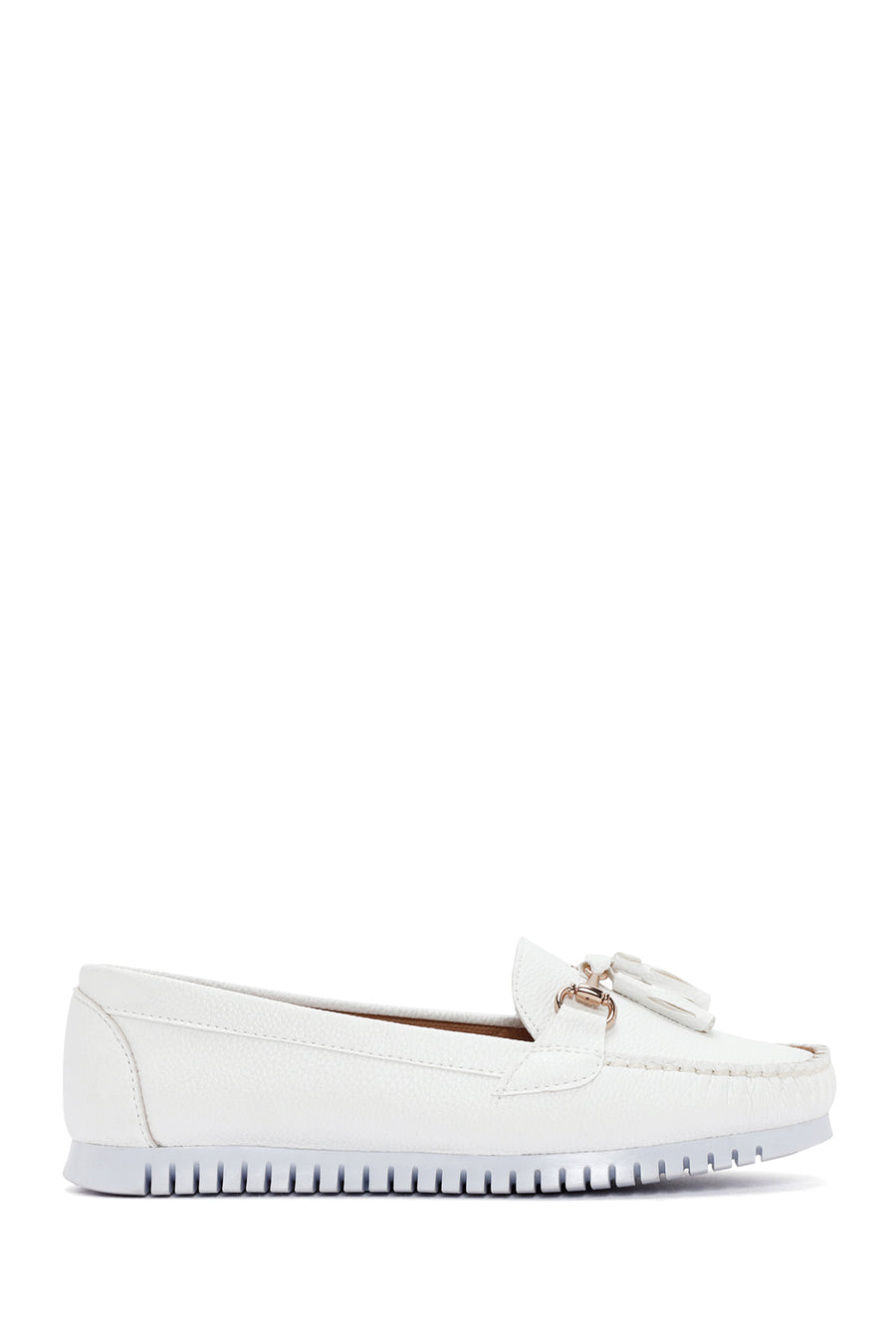 Kadın Beyaz Püskül Detaylı Loafer 21SFE1452FT | Derimod