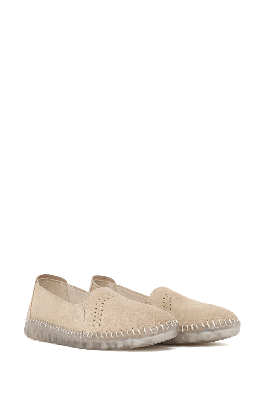 Kadın Bej Süet Deri Konfor Ayakkabı